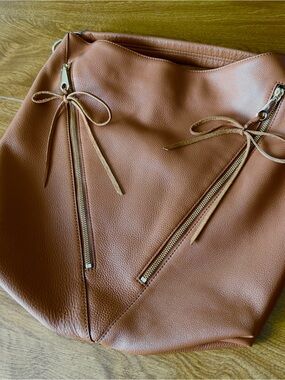 Rebecca Minkoff Brown Pebbles Leather Magnetic Closure Tassels Hobo Shoulder Bag
